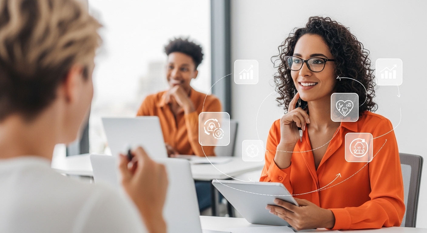 Experiência do colaborador em ambiente corporativo moderno com foco em engajamento e bem-estar